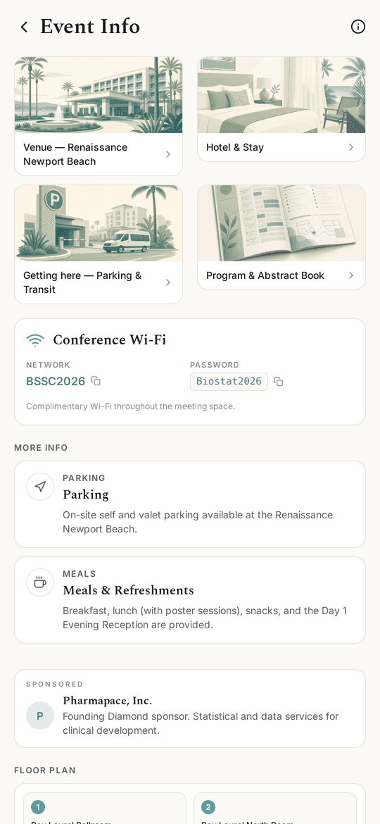 bsscConnect — Event Info screen